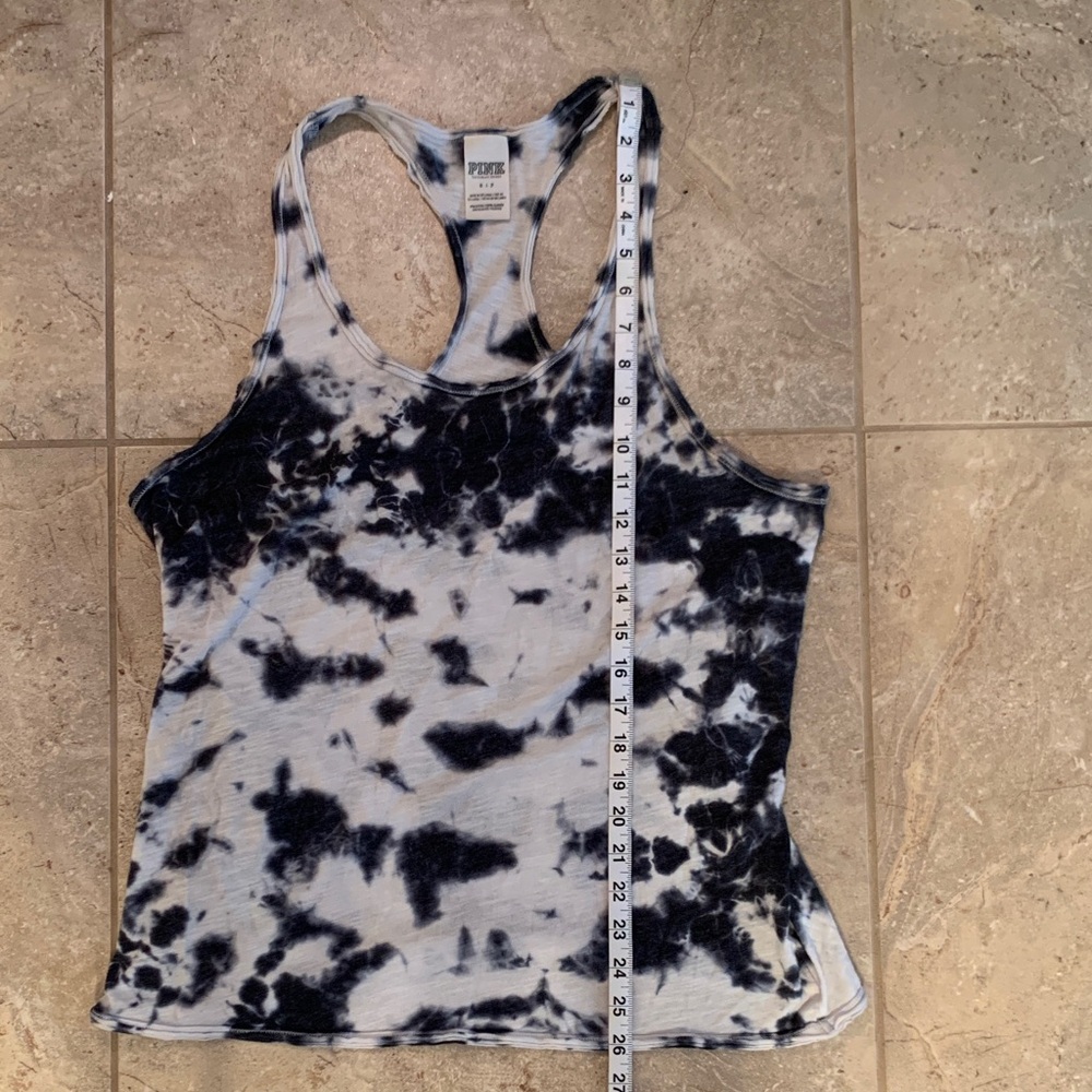 PINK Victoria’s Secret Women’s Black White Tie-Dye Tank Top Oversized Fit Small - Picture 7 of 7